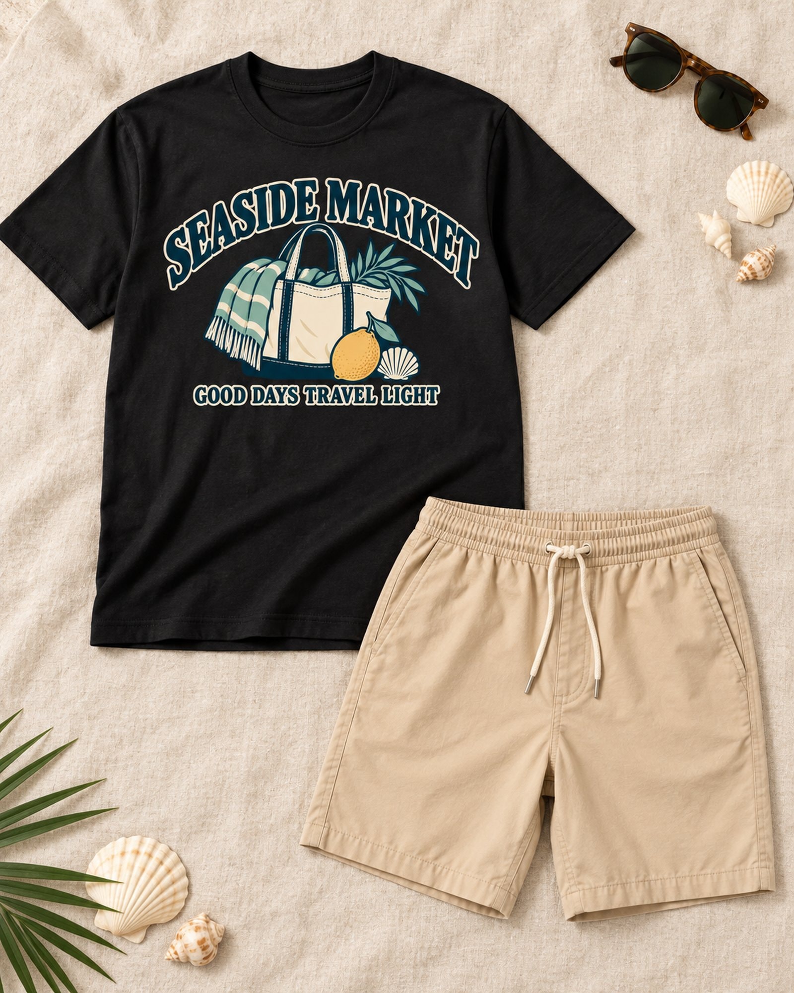 Seaside Market Good Days Travel Light Unisex 2D T-Shirt & Shorts Set